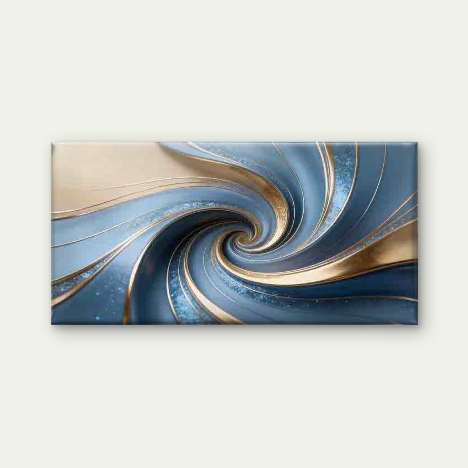 Abstract Blue Golden Swirl Wall Art Canvas Office Home Room Framed 120x60cm - Bella Home Decor