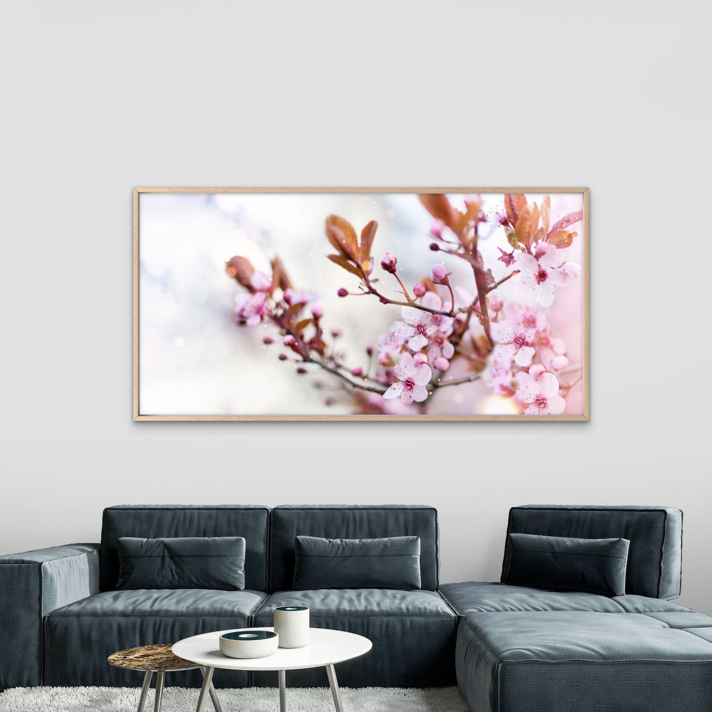 Pink Blossom Spring Beauty Wall Art Canvas Office Home Room Framed 120x60cm