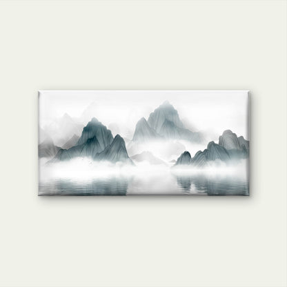 Chinese Ink Style Misty Peak Wall Art Canvas Office Home Framed 120x60cm