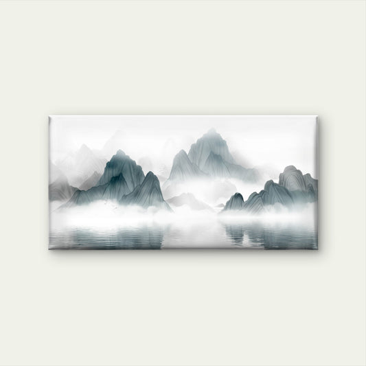 Chinese Ink Style Misty Peak Wall Art Canvas Office Home Framed 120x60cm