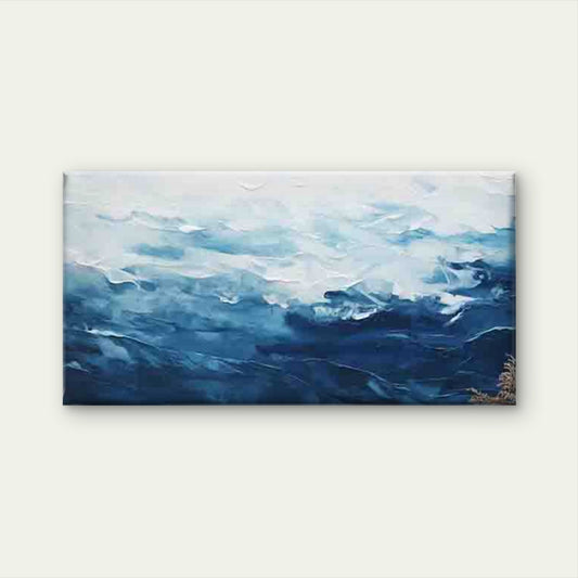 Abstract Ocean Wave Coastal Wall Art Canvas Office Home Room Framed 120x60cm