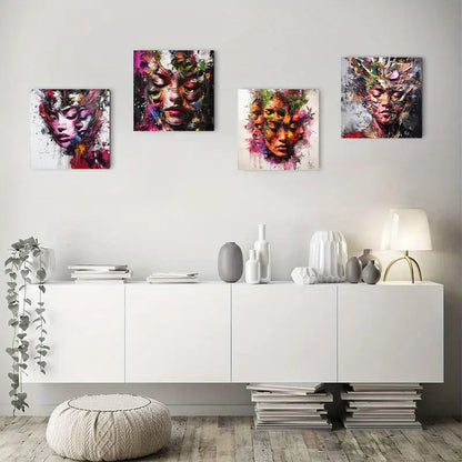 4pcs  Abstract Watercolor Woman  AWW  Wall Art Canvas Framed