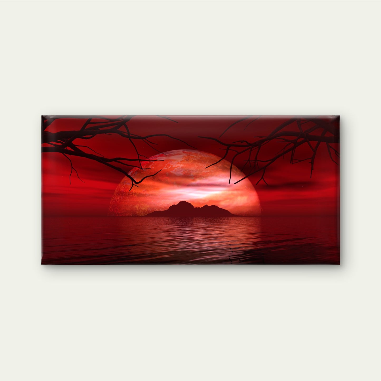 Fictional Planet Island Sea Wall Art Canvas Office Home Room Framed 120x60cm
