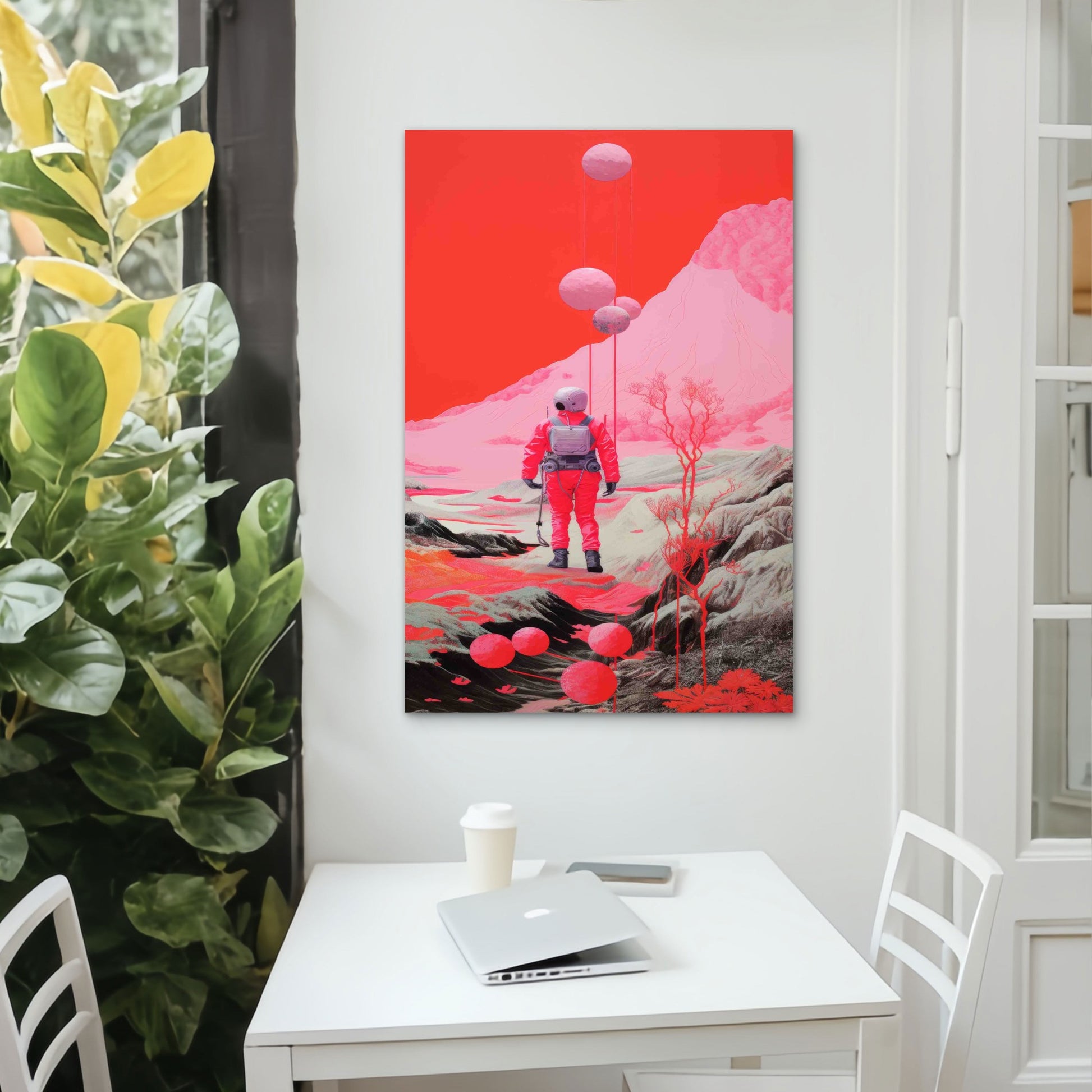 The Pink Moonscape 40x60cm Metal Print Ready to Hang - Bella Home Decor
