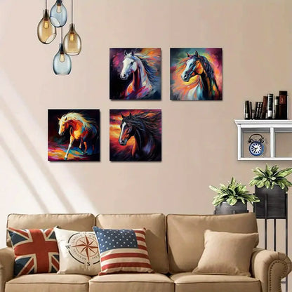 4pcs  Art Print Graffiti Horse o Picture  Wall Art Canvas Framed