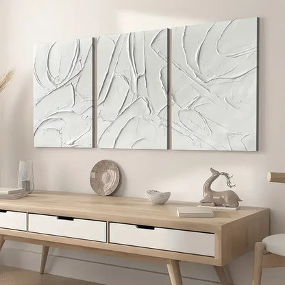 3pcs Modern Style Pure Color Abstract Geometric Art Off White Wall Art Set Canvas Unframed - High Quality Print 100% Australian Made Wall Canvas