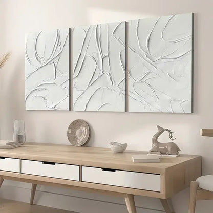 3pcs Modern Style Pure Color Abstract Geometric Art Off White Wall Art Set Canvas Unframed - High Quality Print 100% Australian Made Wall Canvas