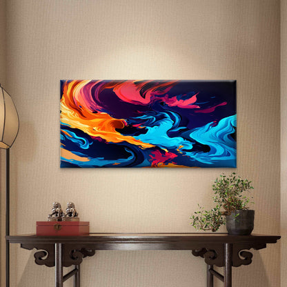 Electric Currents, Neon Dreams Wall Art Canvas Office Home Room Framed 120x60cm - Bella Home Decor