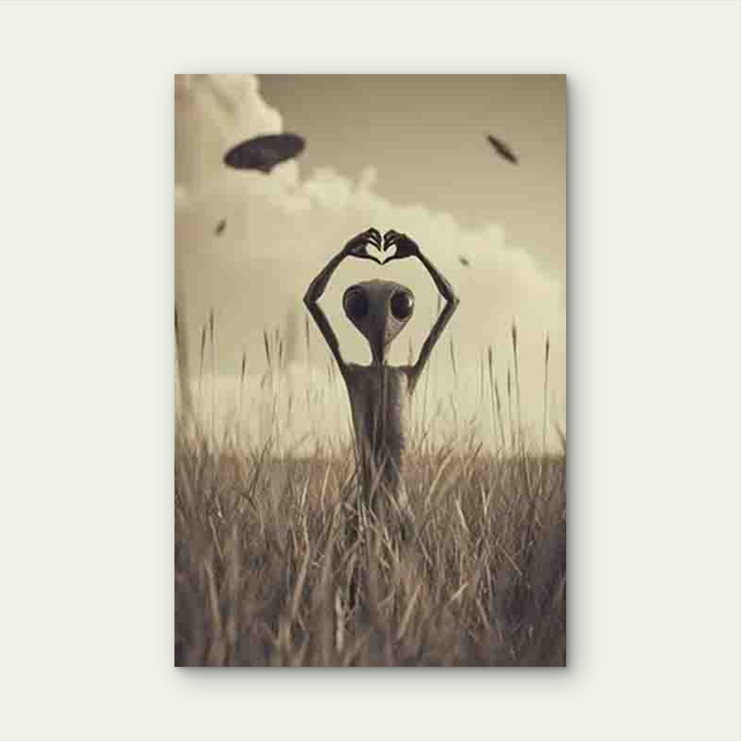Alien Heart Gesture Metal Print Ready to Hang - Bella Home Decor