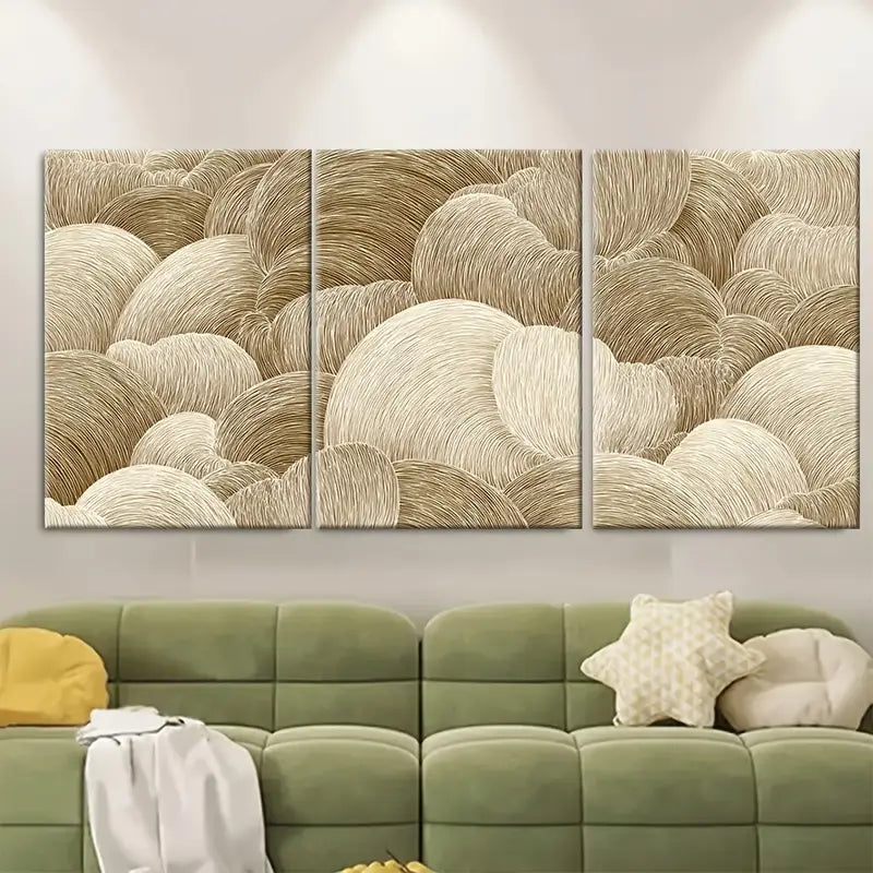 3pcs Neutral Beige Retro Aesthetic Prints Metal Print Ready to Hang Art