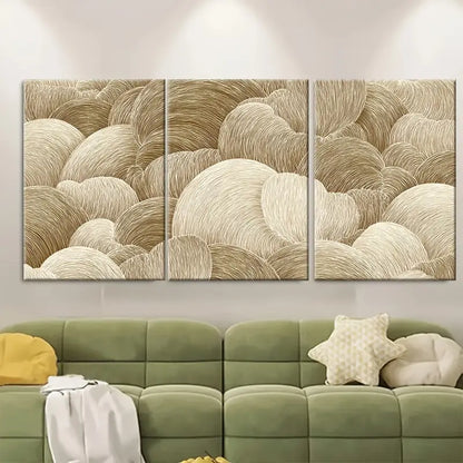 3pcs Neutral Beige Retro Aesthetic Prints Metal Print Ready to Hang Art