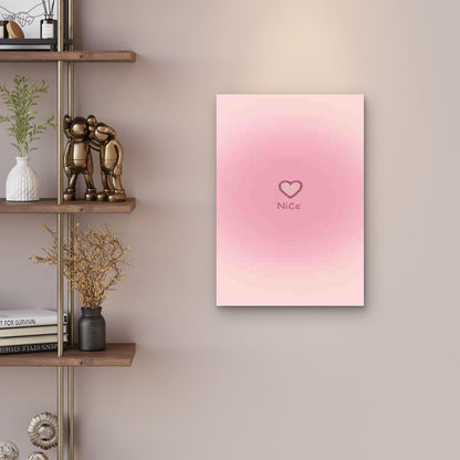 Nice Cursive Lettering Heart Accent 60x90cm Metal Print Ready to Hang - Bella Home Decor