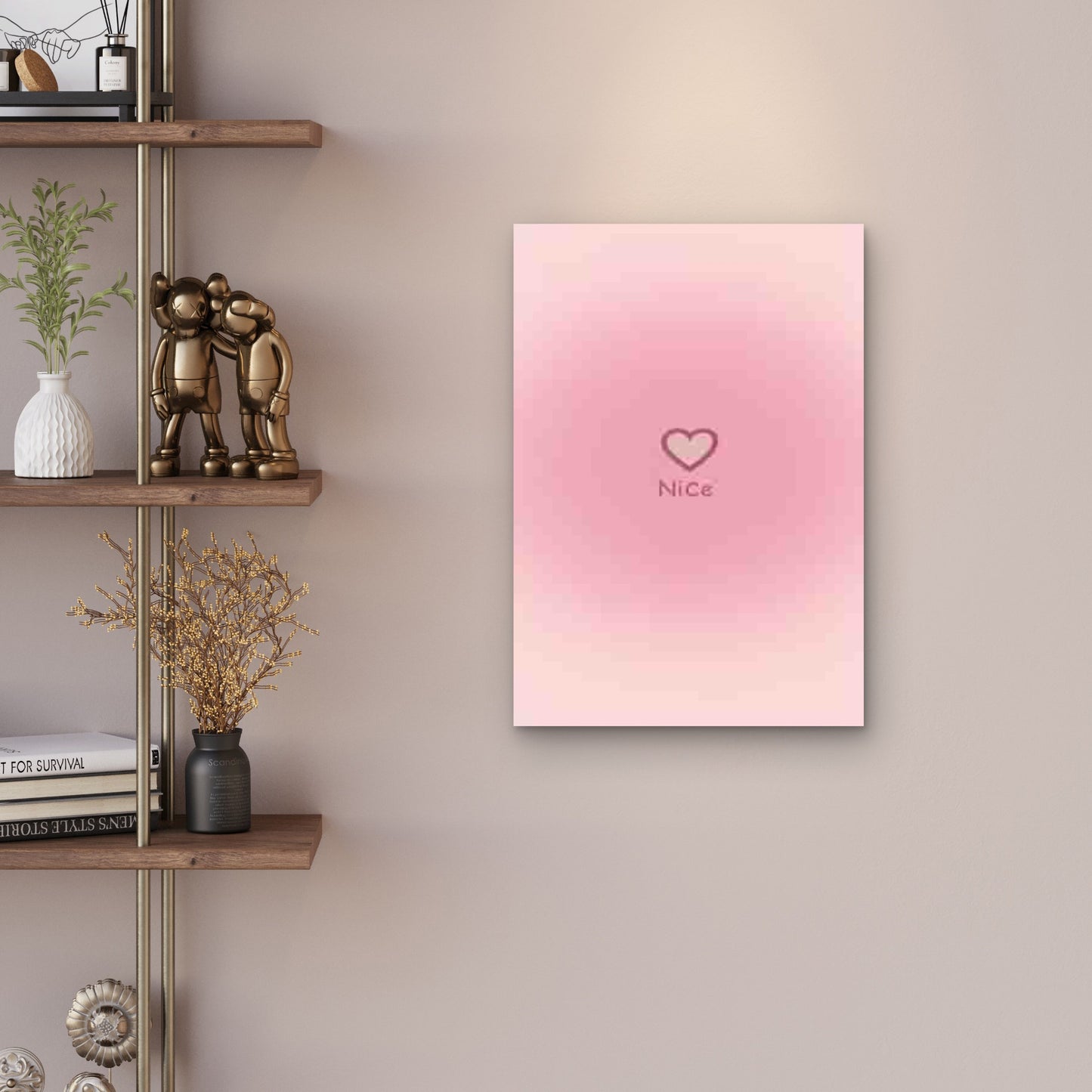 Nice Cursive Lettering Heart Accent Metal Print Ready to Hang - Bella Home Decor
