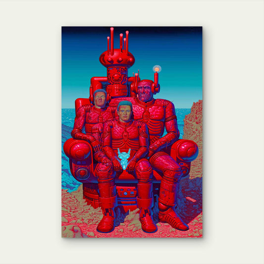 Crimson Sentinels of the Desert Throne 60x90cm Metal Print Ready to Hang