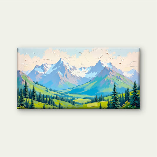 Alpine Valley Canvas Art Wall Art Canvas Office Home Room Framed 120x60cm