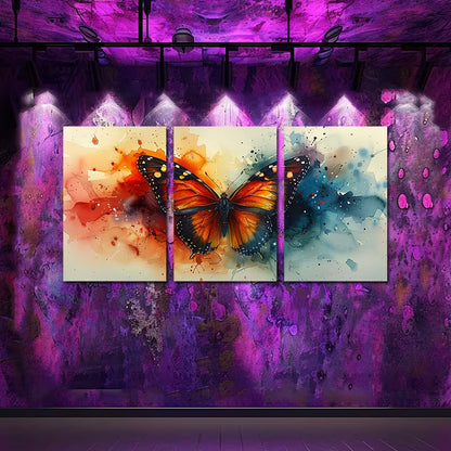 3pcs Vibrant Crystal Butterfly Wall Art Set Canvas Framed 40x60cm - High Quality Print 100% Australian Made Wall Canvas Ready to Hang