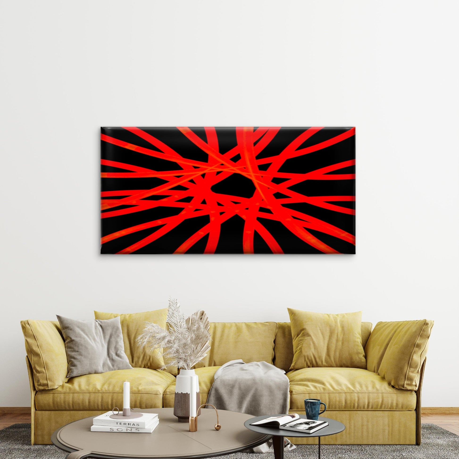 Bright Red Light Abstract Wall Art Canvas Office Home Room Framed 120x60cm