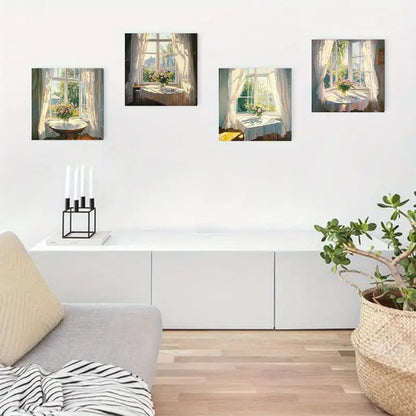 4pcs  Vibrant Floral & Landscape Deco  VFL Wall Art Canvas Framed