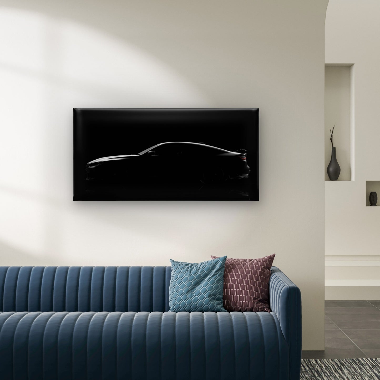 Silhouette Of A BMW Series Gran Coupé Wall Art Canvas Office Home Room Framed 120x60cm