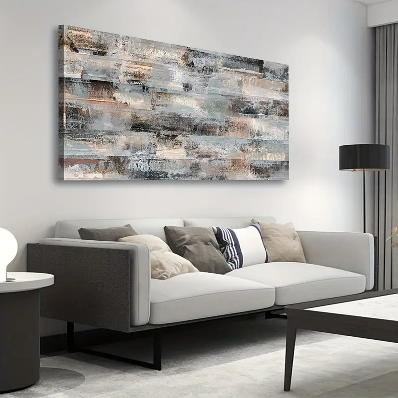 Gray Abstract Grey Brown Wall Art canvas office home room framed 120x60cm - Bella Home Decor
