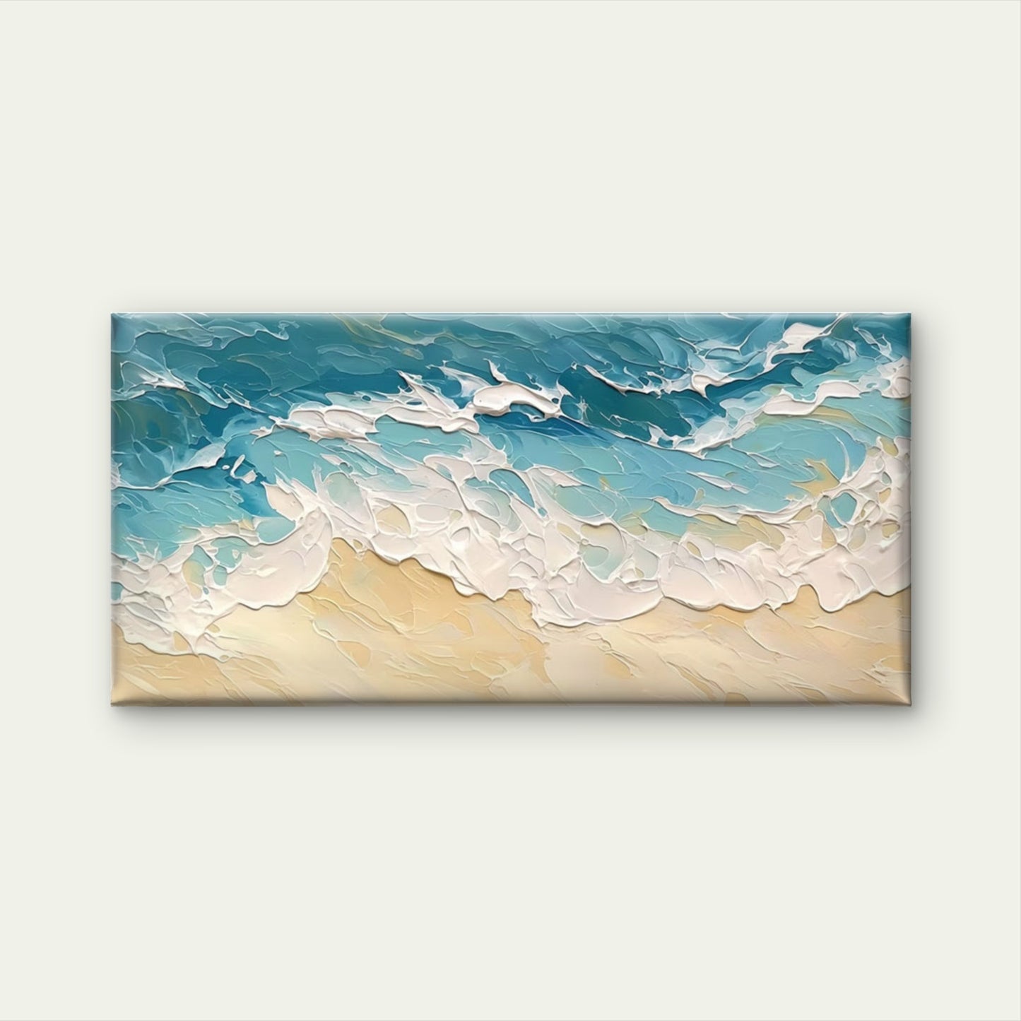 Abstract Ocean Waves On Beach Wall Art Canvas Office Home Room Framed 120x60cm