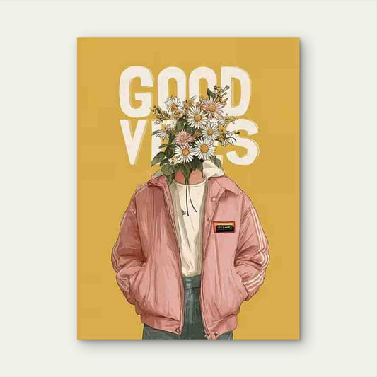 Good Vibes Retro Minimalist 60x90cm Metal Print Ready to Hang