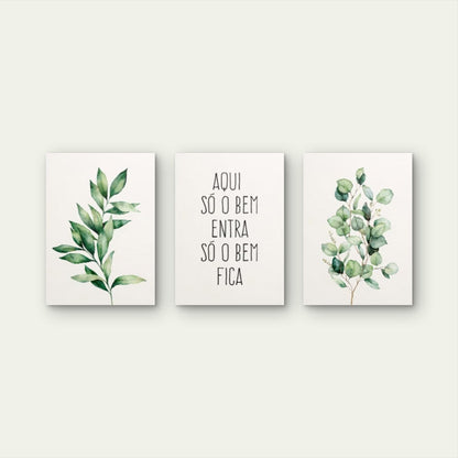 3pcs Watercolor Eucalyptus Greenery Quote Botanical Positive Foliage Olive Wall Art Set Canvas Framed 50x70cm - High Quality Print 100% Australian Made Wall Canvas Ready to Hang
