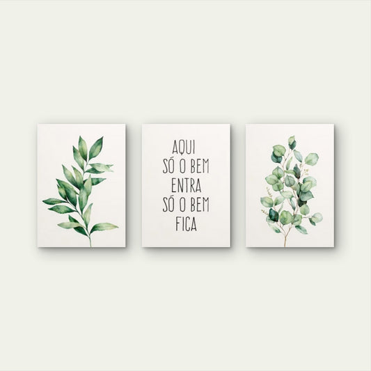 3pcs Watercolor Eucalyptus Greenery Quote Botanical Positive Foliage Olive Wall Art Set Canvas Framed 50x70cm - High Quality Print 100% Australian Made Wall Canvas Ready to Hang