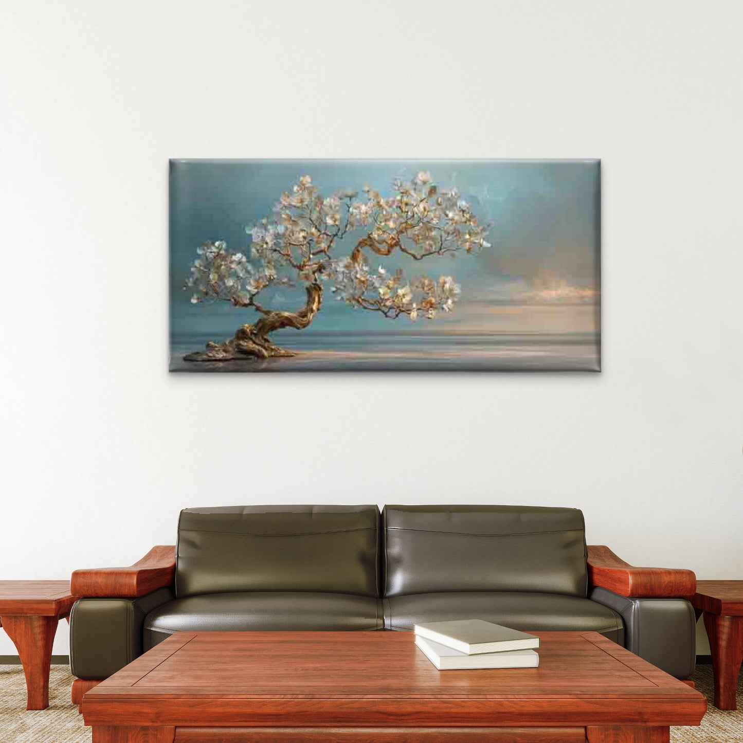 Golden Orchid Tranquil Ocean Wall Art Canvas Office Home Room Framed 120x60cm - Bella Home Decor