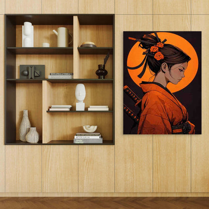 Samurai Beauty 60x90cm Metal Print Ready to Hang - Bella Home Decor