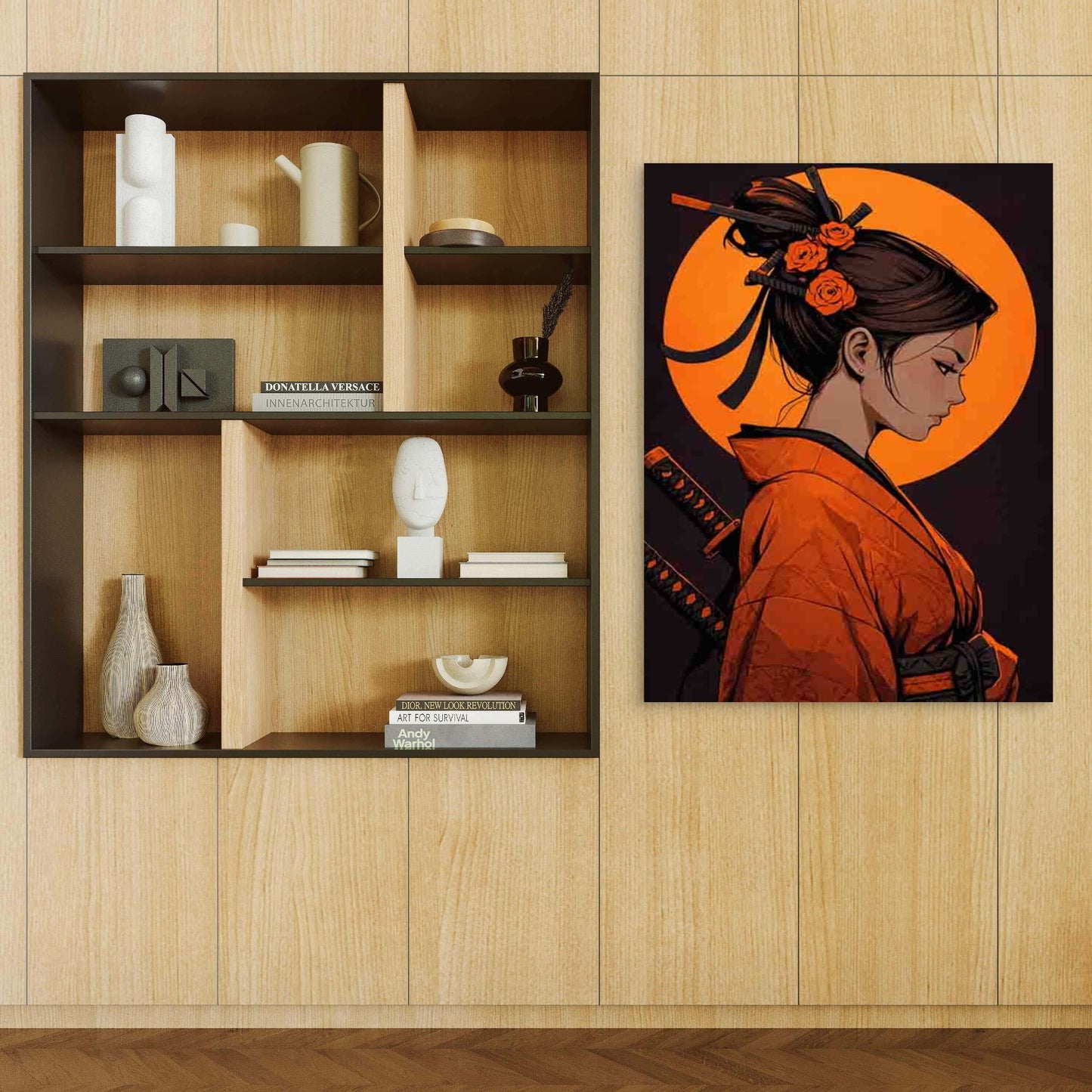 Samurai Beauty 40x60cm Metal Print Ready to Hang - Bella Home Decor