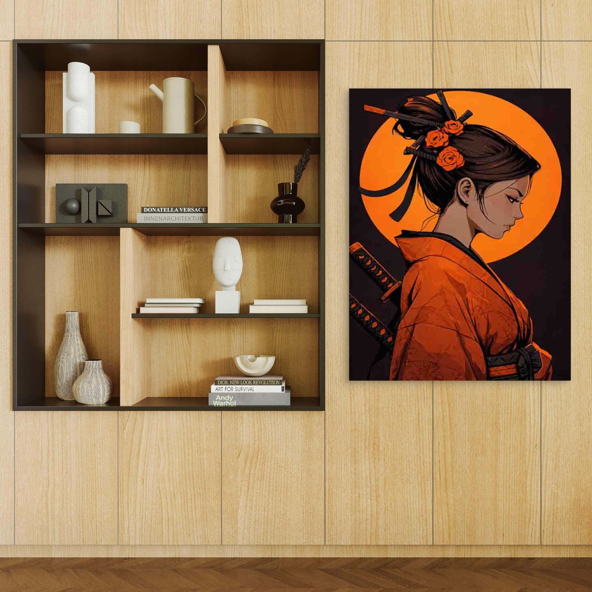 Samurai Beauty 40x60cm Metal Print Ready to Hang - Bella Home Decor