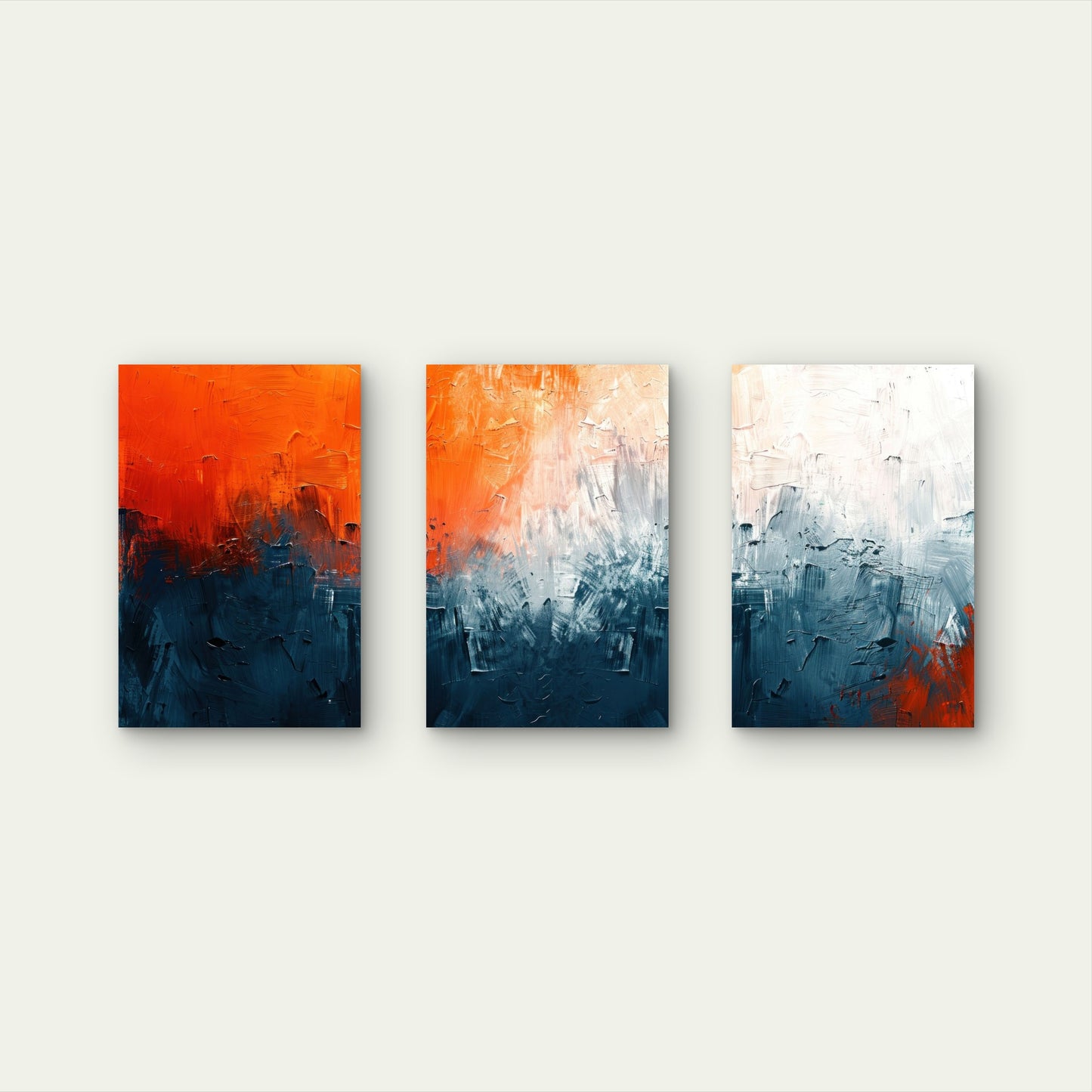 3pcs Abstract Burnt Orange Navy Blue White  Wall Art Set Canvas Framed 60x90cm - High Quality Print 100% Australian Made Wall Canvas Ready to Hang