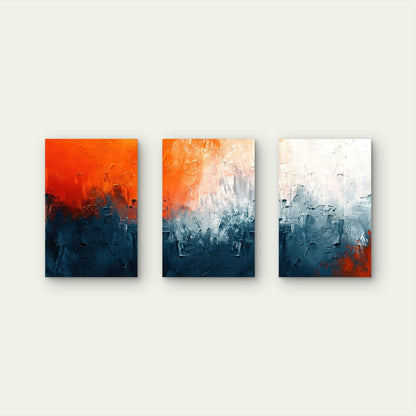 3pcs Abstract Burnt Orange Navy Blue White  Wall Art Set Canvas Framed 60x90cm - High Quality Print 100% Australian Made Wall Canvas Ready to Hang