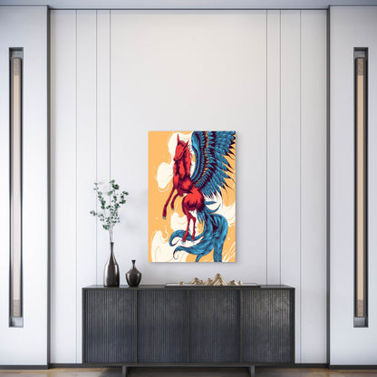 Phoenix Rising Red Blue Metal Print Ready to Hang
