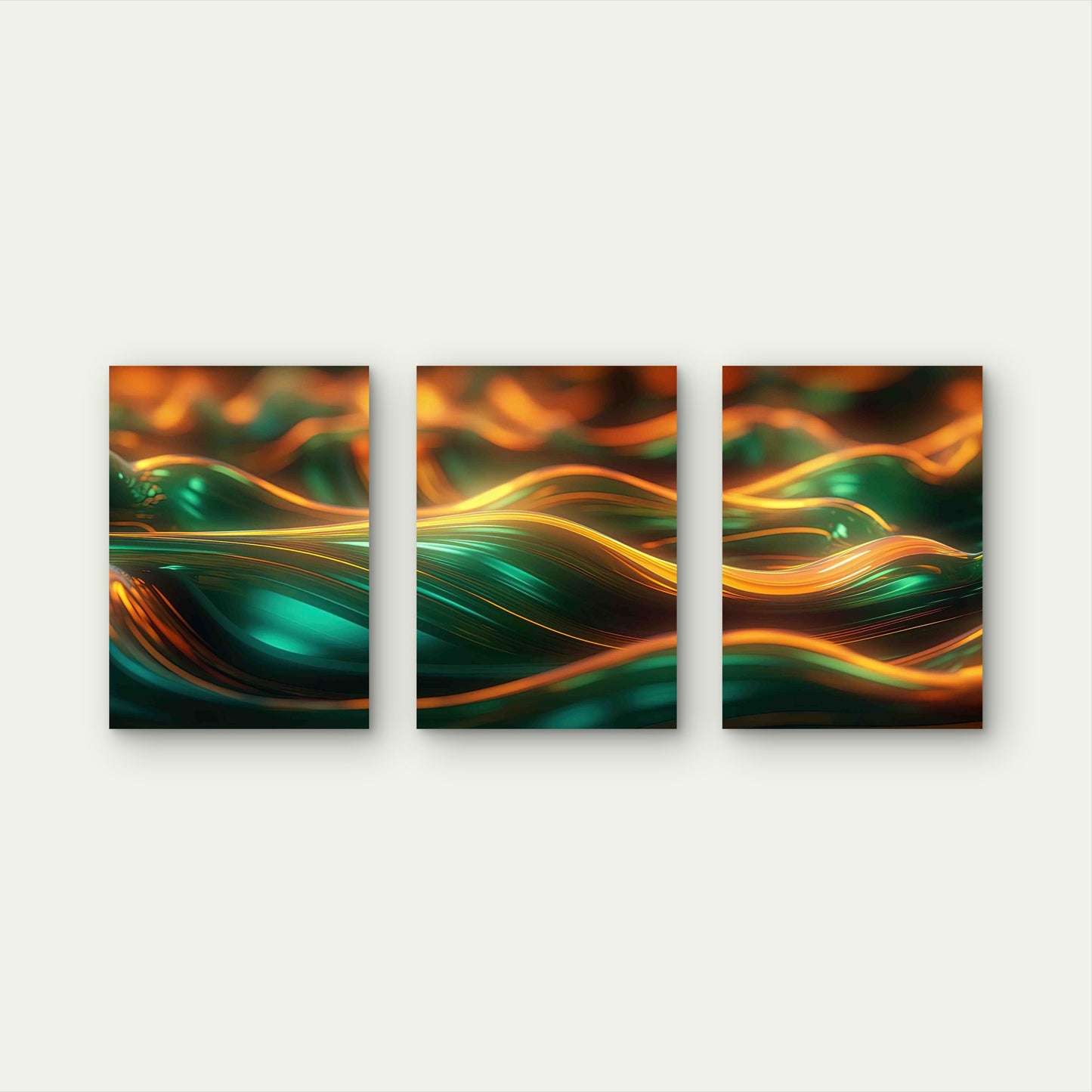 3pcs Colorful Lights Style Flowing Lines Metal Print Ready to Hang Art - Bella Home Decor