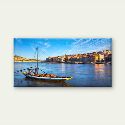 Douro River Rabelo Boats Wall Art Canvas Office Home Room Framed 120x60cm