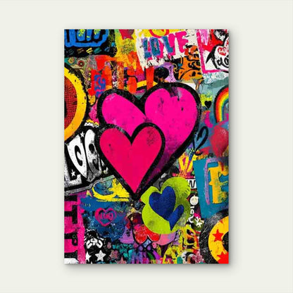 Colorful Graffiti Heart 60x90cm Metal Print Ready to Hang