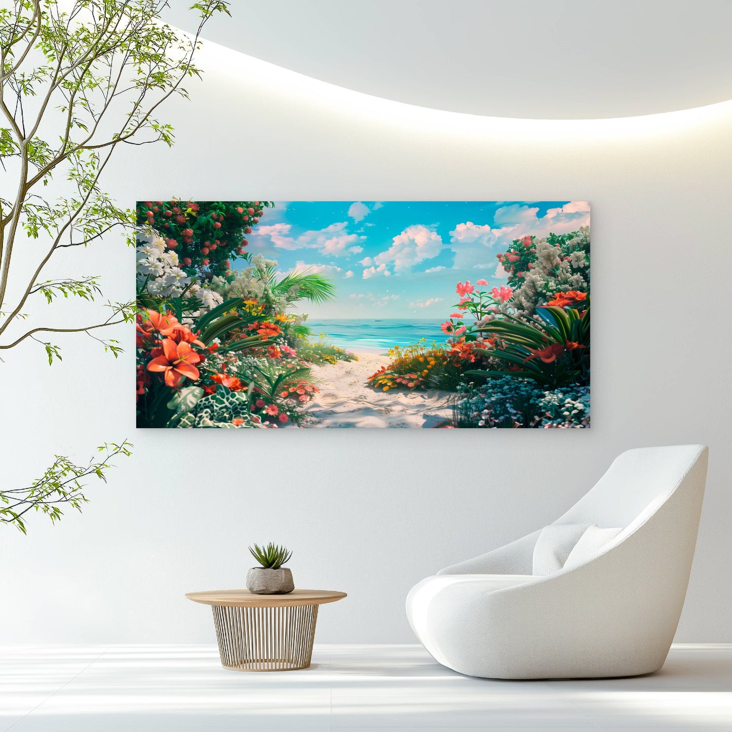 Gateway To Paradise Beach Wall Art Canvas Office Home Room Framed 120x60cm