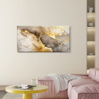 Luxury Abstract Gold Leaf Marble Wall Art Canvas Office Home Framed 120x60cm
