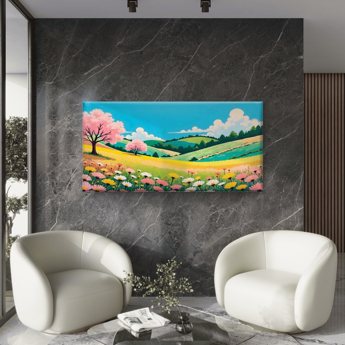 Depicting a Serene Spring Wall Art Canvas Office Home Room Framed 120x60cm - Bella Home Decor