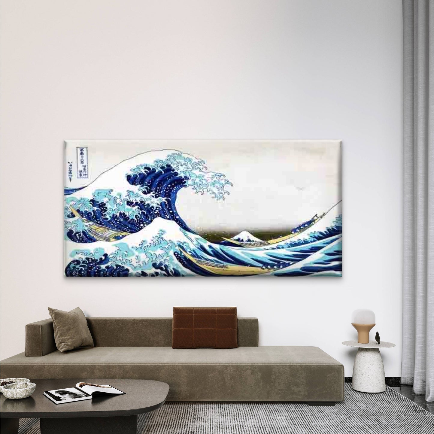 Ocean Wave And Boats Wall Art Canvas Office Home Room Framed 120x60cm