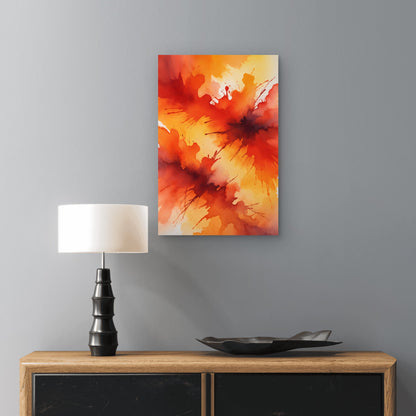 Abstract Digital Art with Red, Orange, and Yellow Watercolor 60x90cm Metal Print Ready to Hang