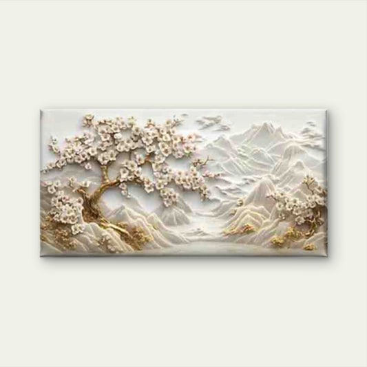 Marble Mountain And Golden Tree Wall Art Canvas Office Home Room Framed 120x60cm