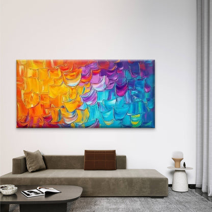 Vibrant Abstract Brushstroke Wall Art Canvas Office Home Room Framed 120x60cm