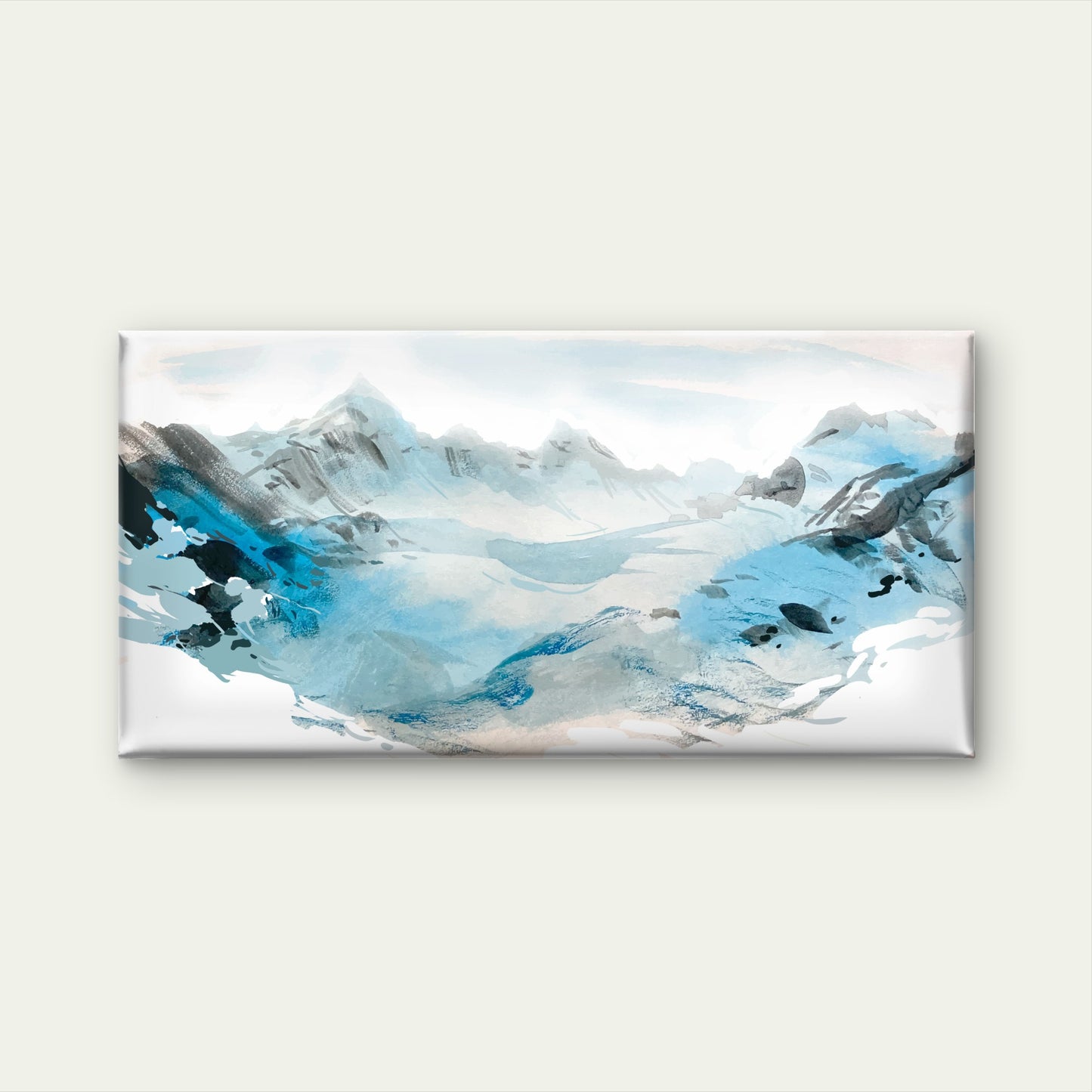 Blue Gray Mountain Abstract Wall Art Canvas Office Home Room Framed 120x60cm