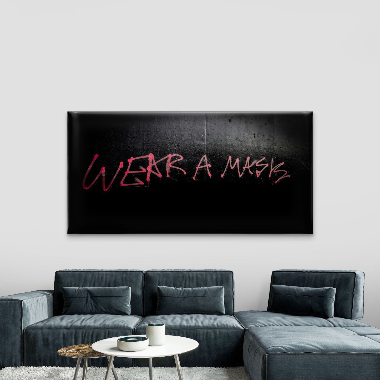 Wear A Mask word title painting Wall Art Canvas Office Home Room Framed 120x60cm
