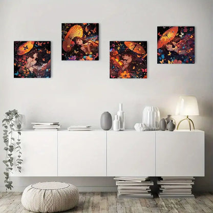 4pcs Butterfly Dance Anime BDA  Wall Art Canvas Framed
