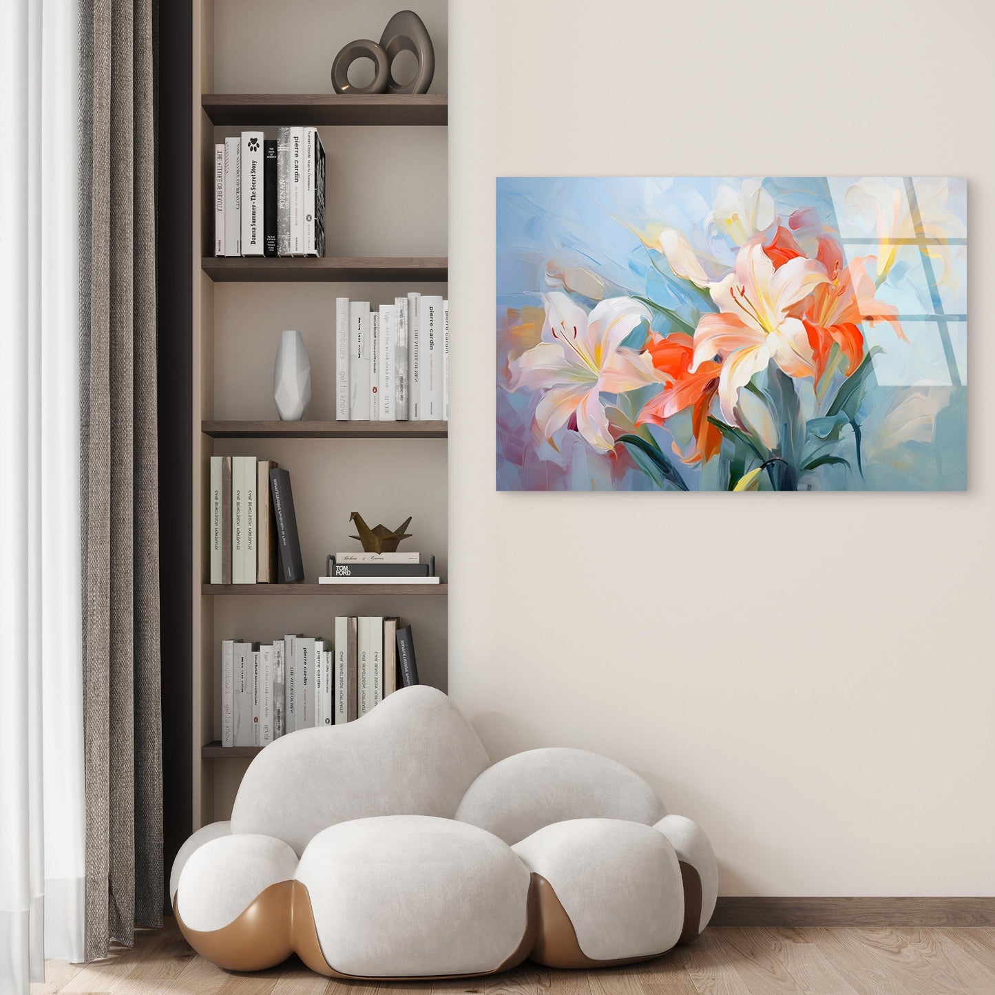 Abstract Lily Flowers Oil Painting  Acrylic Glass Printing Wall Art Australian Made Quality