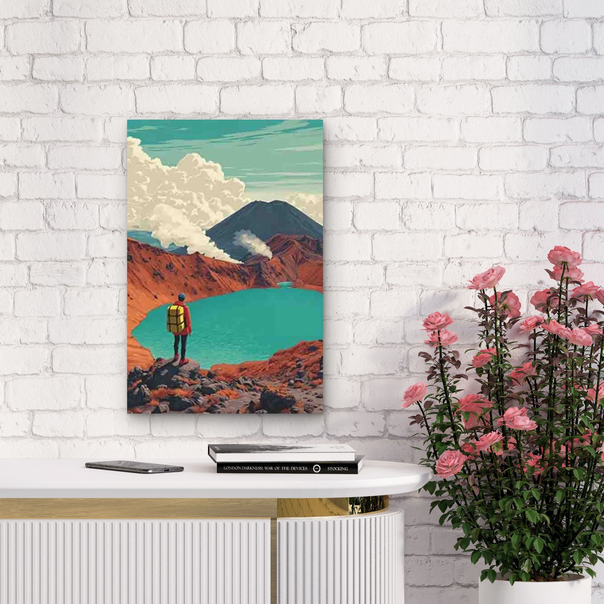 Volcanic Adventure Awaits 60x90cm Metal Print Ready to Hang - Bella Home Decor